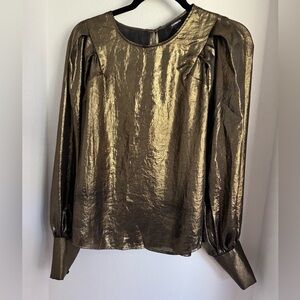Express Blousa metallic gold long Sleeve size s/p
